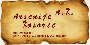 Arsenije Kosorić vizit kartica
